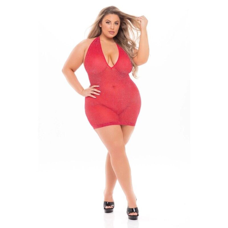 Сукня Pink Lipstick з декольте, червона, Plus Size