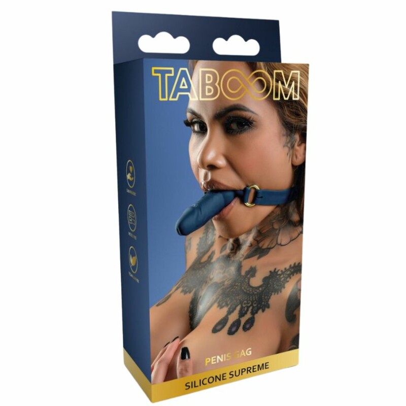 Кляп у вигляді пеніса Taboom Silicone Supreme, силіконовий, синій, 3.5 см
