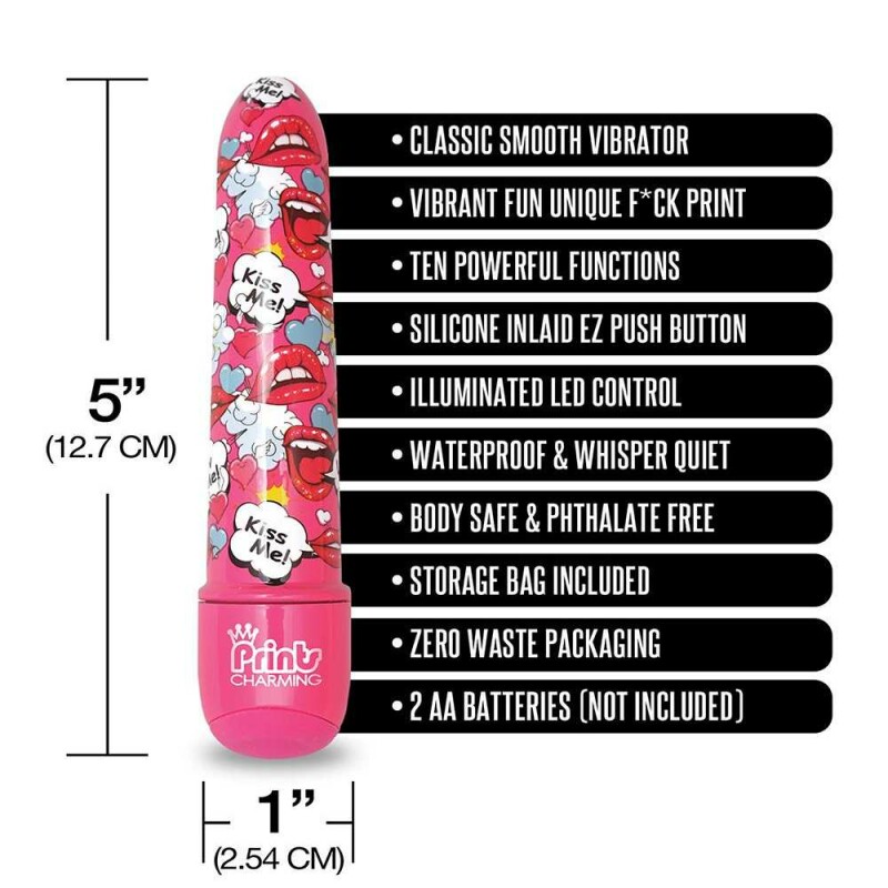 Міні-вібратор Global Novelties Prints Charming Pop Tease з яскравим принтом, різнокольоровий, 12.7 х 2.5 см - Зображення 3