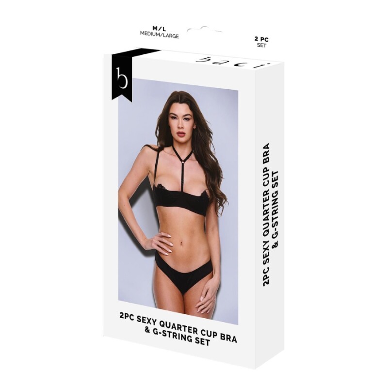 Комплект Baci Lingerie бюстгальтер та стрінги, чорний, S-M - Зображення 2