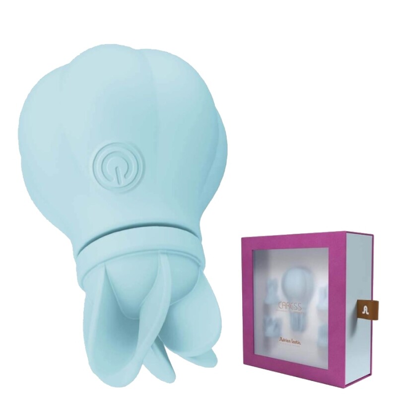 Вібратор для клітора Adrien Lastic Caress з ротацією, блакитний, 5.3 х 3.2 см