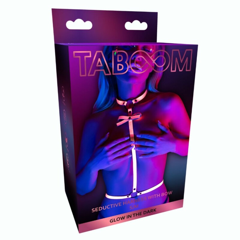 Портупея, що світиться в темряві Taboom Glow In The Dark з бантиком, рожевий, S-M