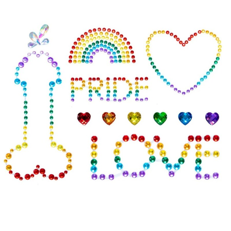 Самоклеючі стрази для тіла Leg Avenue Pride Stick різнокольорові, One Size