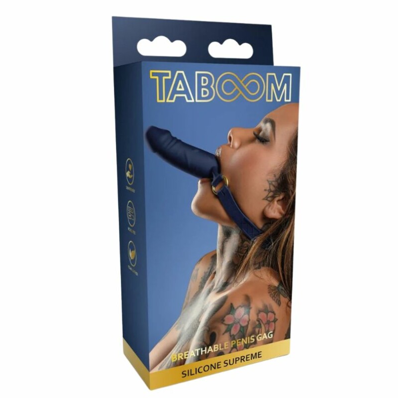Кляп у вигляді пеніса Taboom Silicone Supreme, силіконовий, синій, 3.5 см