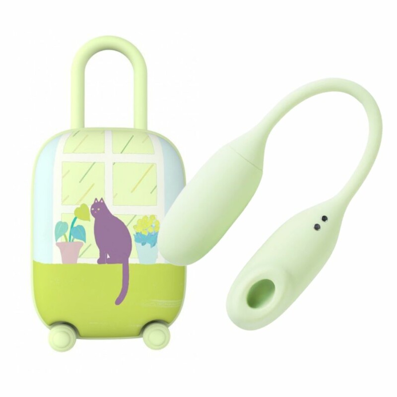 Віброяйце і вакуумний стимулятор для клітора 2в1 BeYourLover Magic Suitcase у зарядному кейсі, зелений - Зображення 4