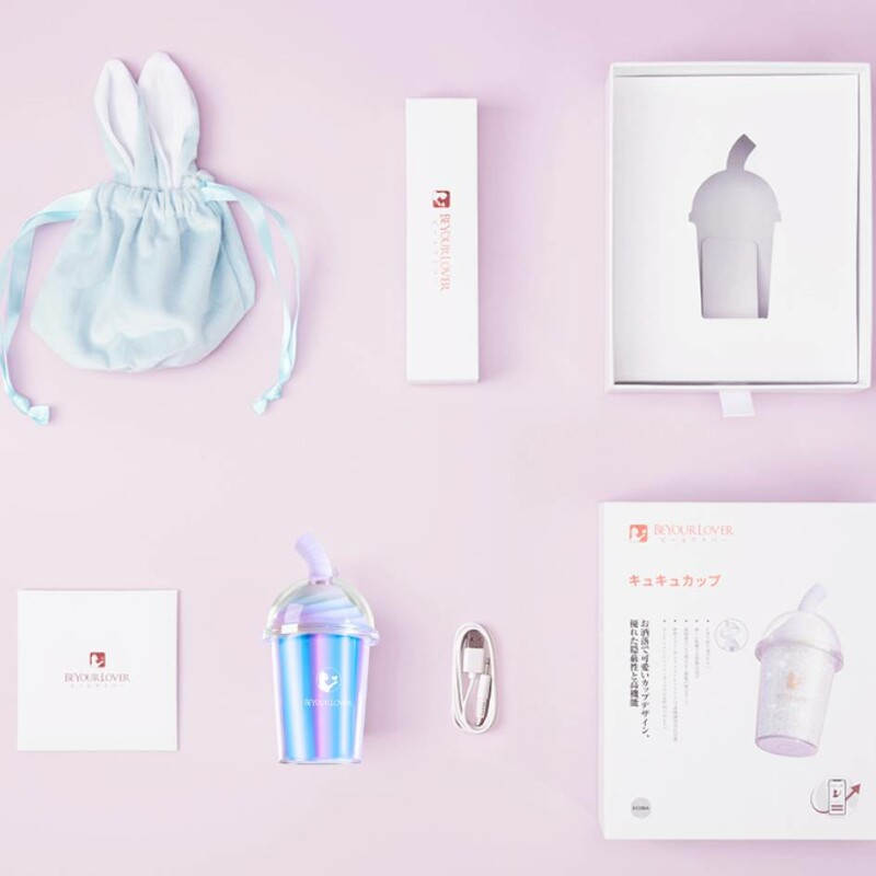 Вакуумний стимулятор у формі стаканчика з трубочкою BeYourLover Joy Cup голубий, 9.1 см х 4.6 см - Изображение 1