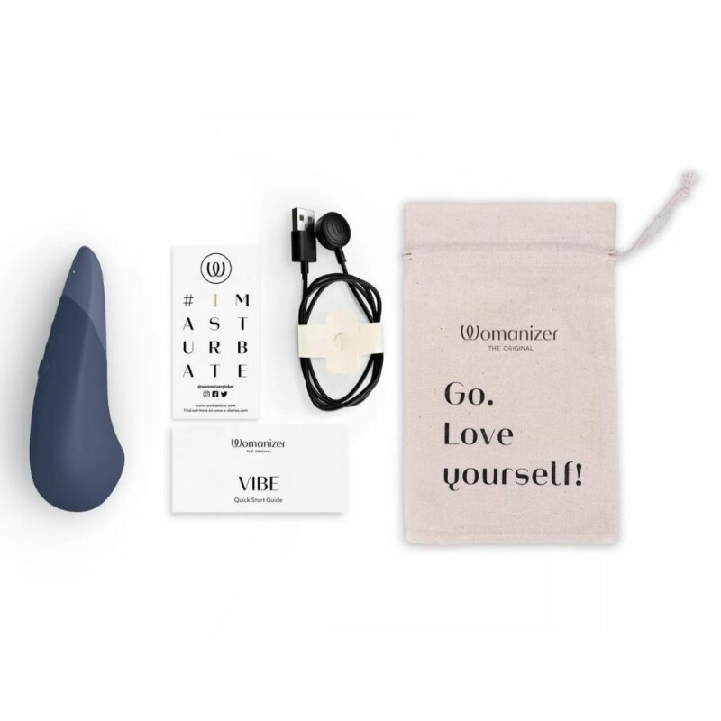 Вібратор безшумний Womanizer Vibe Dark Blue для клітора, синій, 14.5 см х 4.3 см - Изображение 8