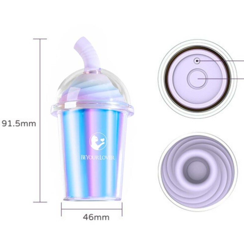 Вакуумний стимулятор у формі стаканчика з трубочкою BeYourLover Joy Cup голубий, 9.1 см х 4.6 см - Изображение 6