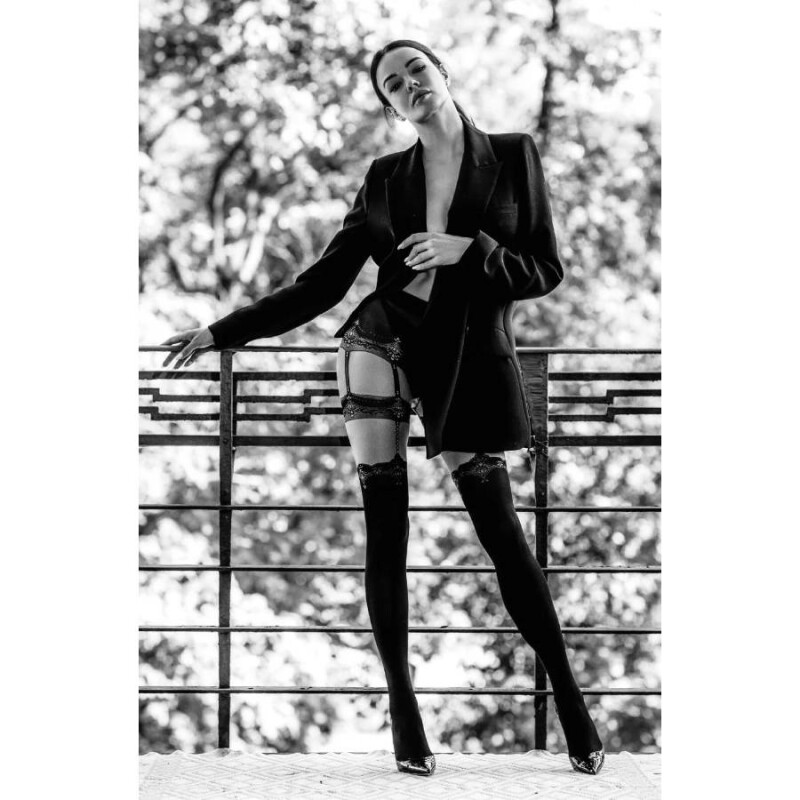 Колготи Black Secret BS102 з візерунком, чорні, L-XL - Изображение 4