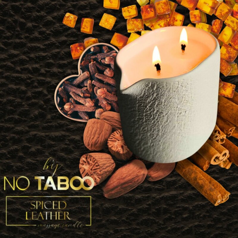 Масажна свічка, 140 мл, NO TABOO Spiced Leather шкіра + амбра + мускатний горіх - Зображення 8