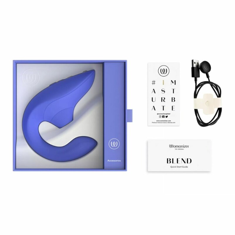 Вібратор-стимулятор подвійний Womanizer Blend Vibrant Blue для точки G і клітора, вакуум і вібрація, блакитний - Изображение 5
