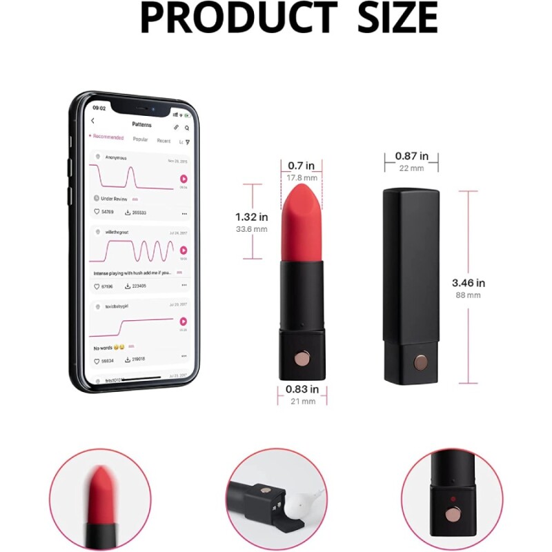 Вібратор-помада Lovense Exomoon червоно-чорна, 8.8 х 2.2 см - Изображение 4
