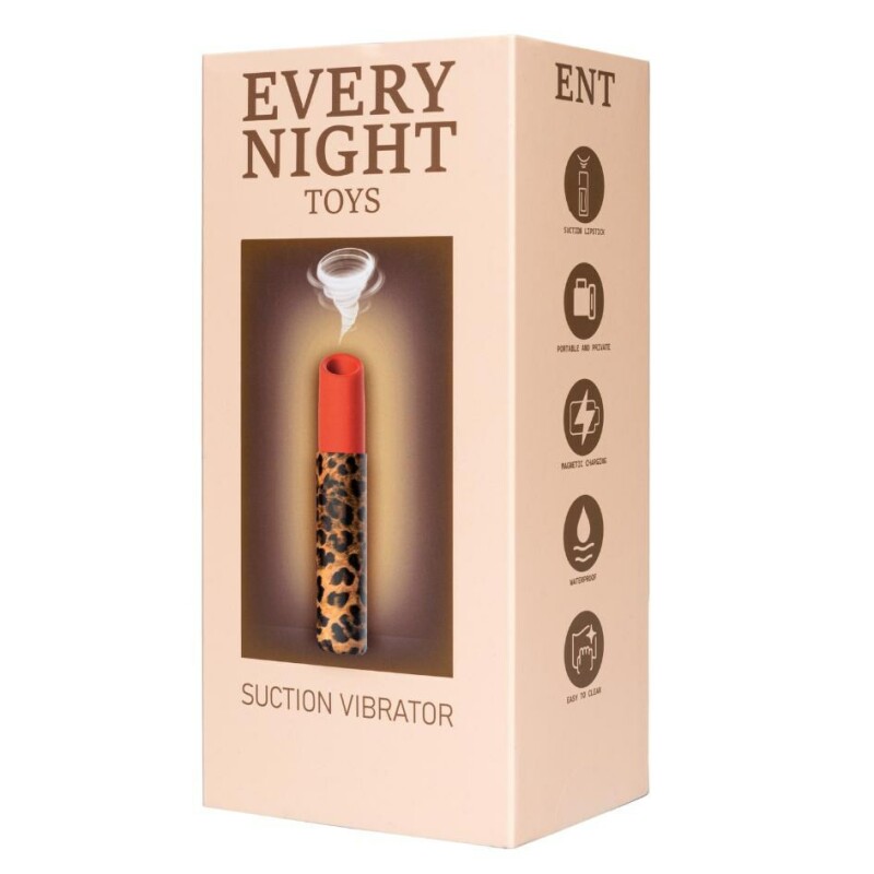 Вакуумний стимулятор клітора Every Night Toys у формі помади, з леопардовим принтом, оранжевий - Изображение 1