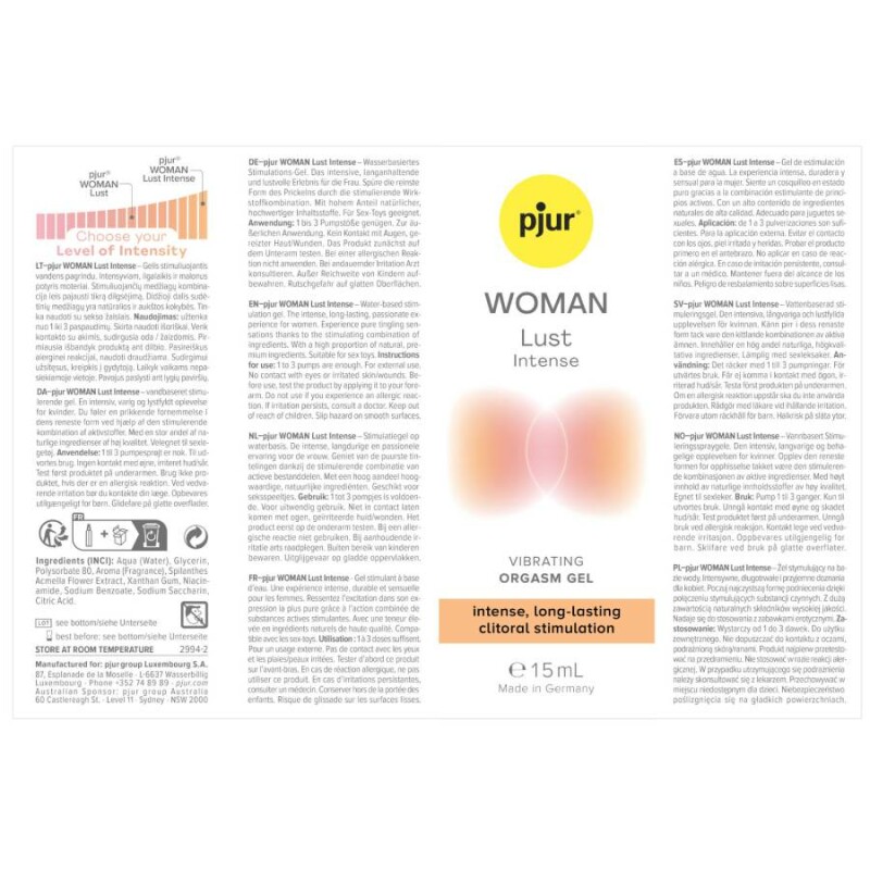Гель для стимуляції клітора Pjur Woman Lust Intense на водній основі, 15 мл - Изображение 3
