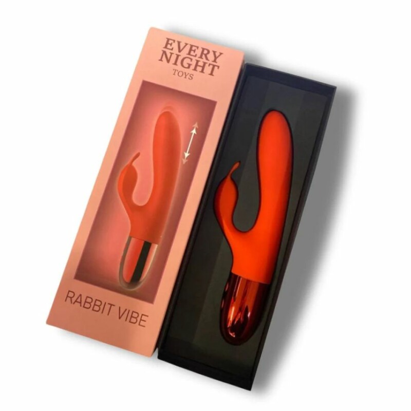 Вібратор-кролик з поступальними рухами Every Night Toys для точки G червоний, 21 х 3.4 см - Изображение 6