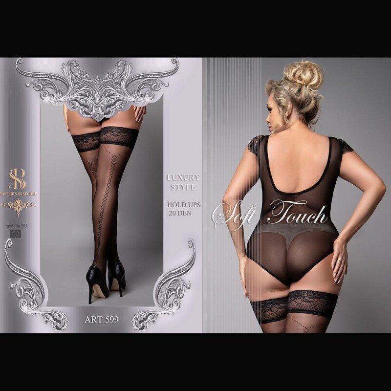 Панчохи Ballerina's Secret 599 з візерунком, чорні, XL-XXL - Изображение 1