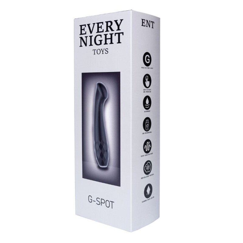 Вібратор вагінальний Every Night Toys для точки G, з рельєфним руків'ям, чорний, 17.5 х 3.5 см - Изображение 1