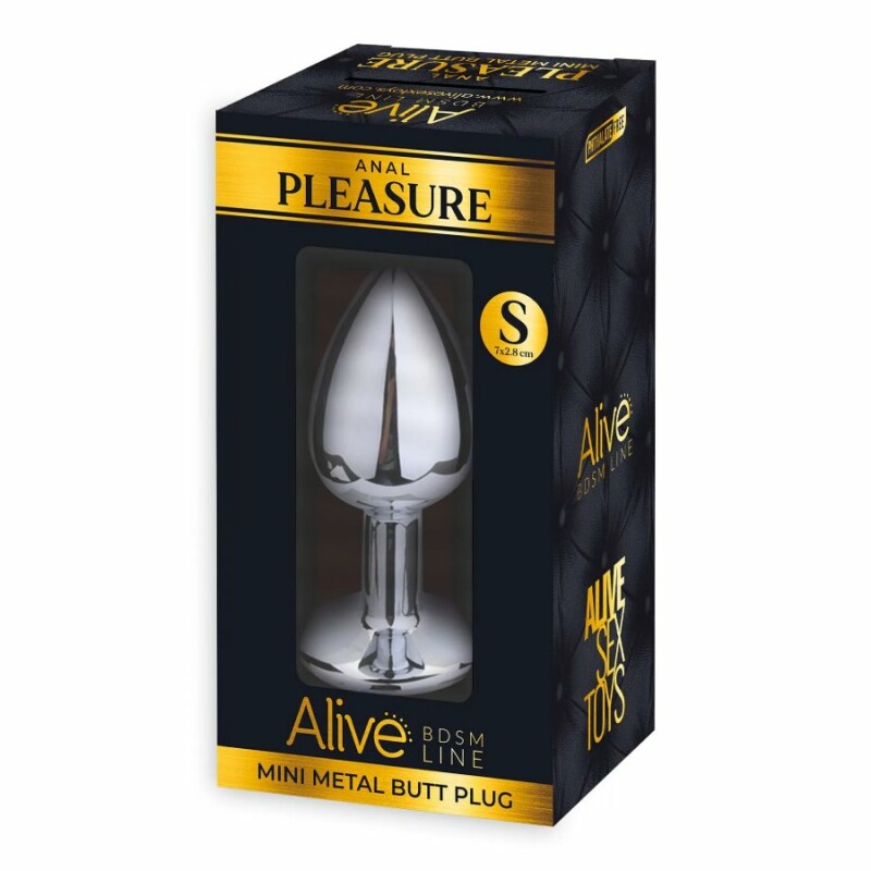 Анальна пробка Alive Anal Pleasure S, з червоним каменем, срібляста, 7 х 2.8 см - Зображення 2
