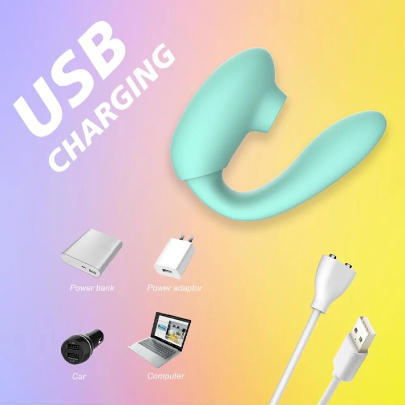 Вібратор-кролик з вакуумною стимуляцією Every Night Toys для точки G, зелений, 10.4 х 2.4 см - Изображение 4