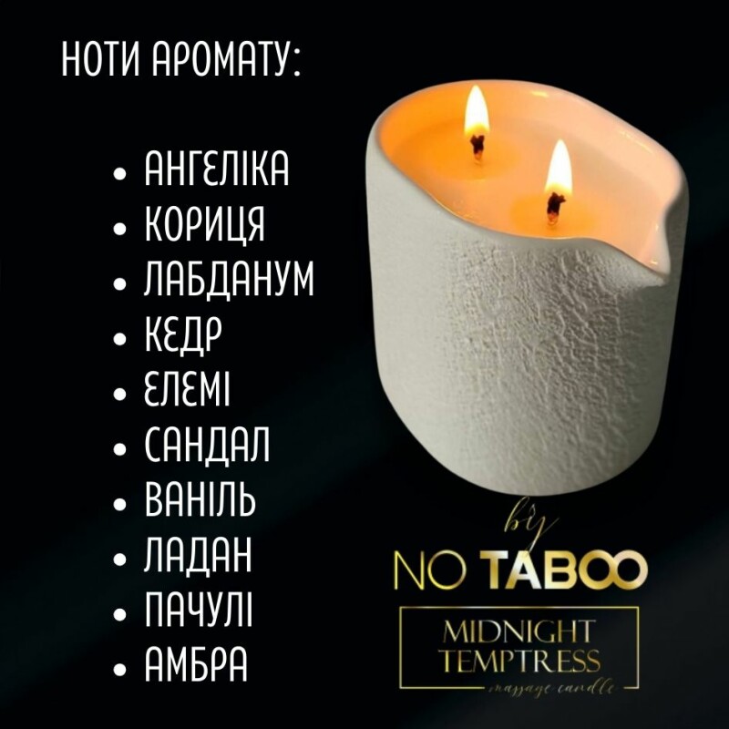Масажна свічка, 140 мл, NO TABOO Midnight Temptress сандал + пачулі + ладан - Изображение 4