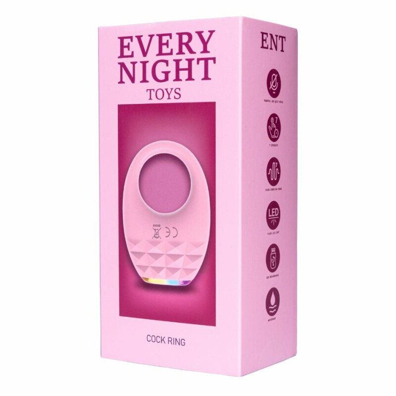 Ерекційне віброкільце Every Night Toys Luxury Diamond з підсвіткою, рожеве, 5.3 х 5.3 см - Изображение 1