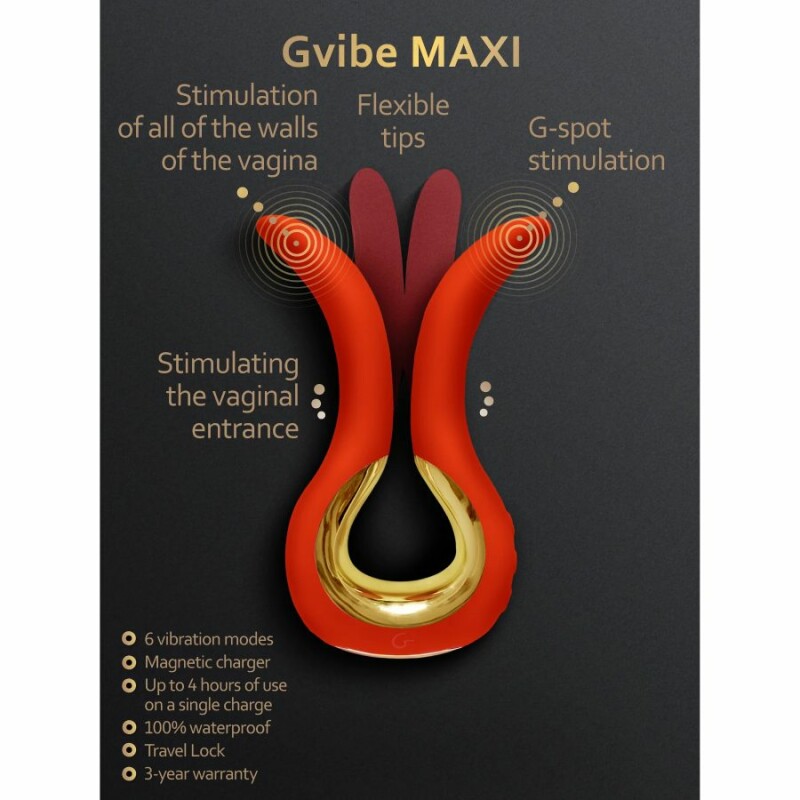 Вібратор універсальний Gvibe MAXI червоний, 14.9 х 7.7 см - Изображение 6