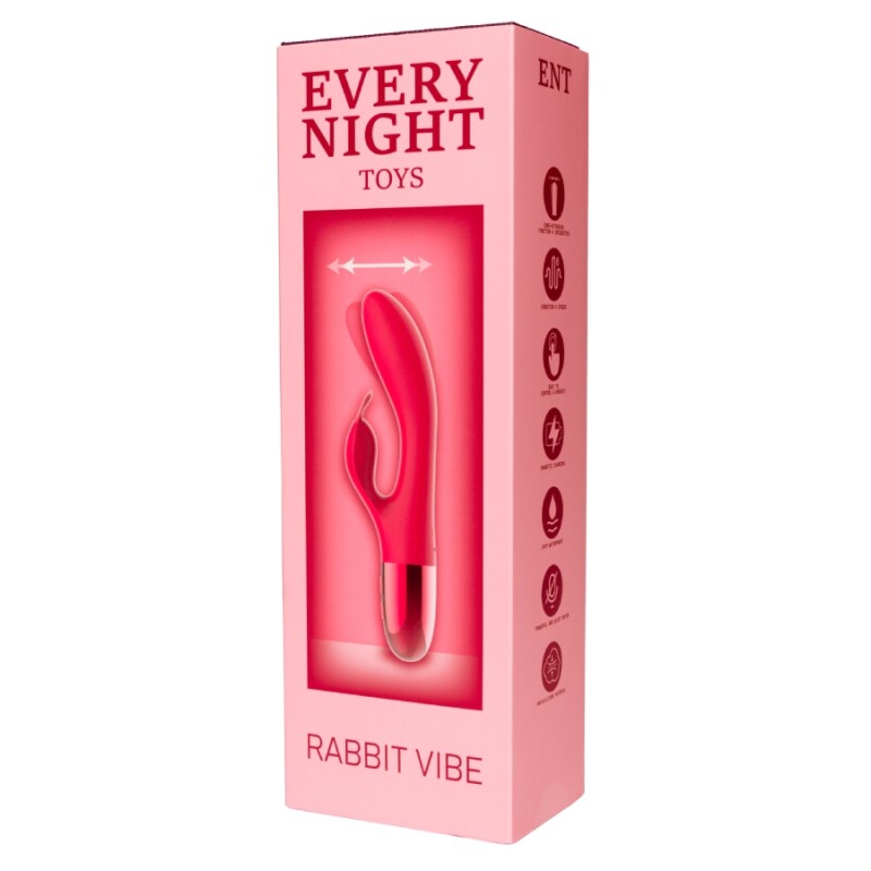 Вібратор-кролик з горизонтальними рухами Every Night Toys для точки G, червоний, 21 х 3.4 см - Изображение 1