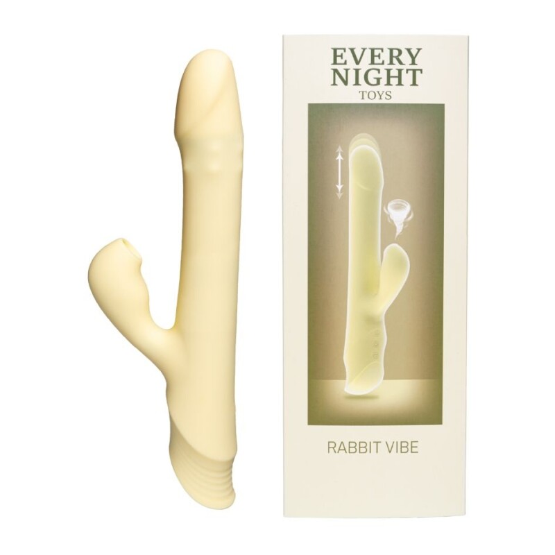 Вібратор-кролик з фрикціями та вакуумною стимуляцією Every Night Toys для точки G, жовтий