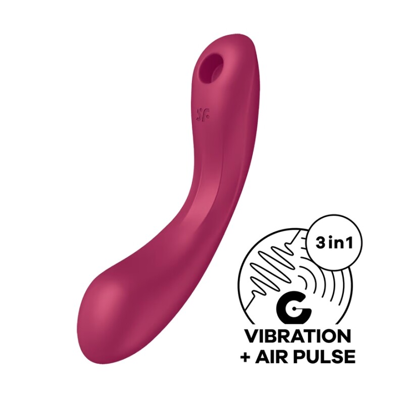 Вібратор з трьома видами стимуляції  Satisfyer Curvy Trinity 1, для точки G та клітора, бордовий, 17.5 х 7.2 см