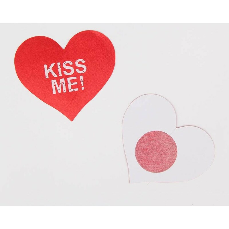 Наклейки на соски Star Night Kiss Me сердечка,червоні, One Size - Изображение 1