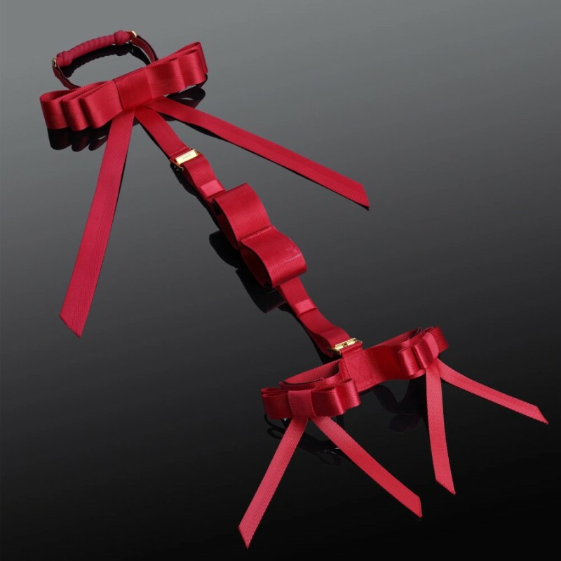 Набір для бондажу Upko Bowknot Hogtie Portable Bondage Gear з бантиками, червоний - Изображение 1