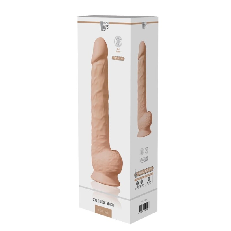 Фалоімітатор гігантський Dreamtoys Real Love реалістичний, на присосці, бежевий, 38 х 7 см - Зображення 1