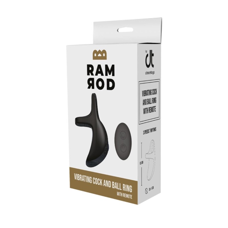 Ерекційне віброкільце Dreamtoys Ramrod з пультом, чорне, 8.5 х 5 см - Изображение 1