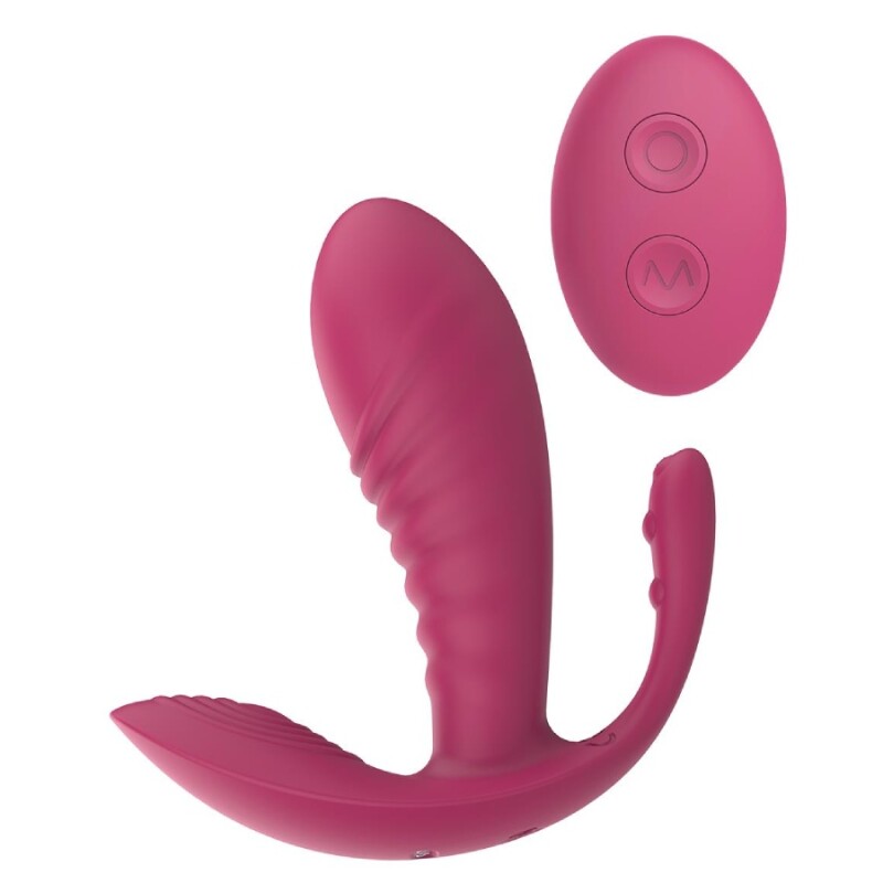 Вібратор потрійний Dreamtoys Triple Pleasure Vibe для точки G, клітора та ануса, рожевий, 11.8 х 3.8 см
