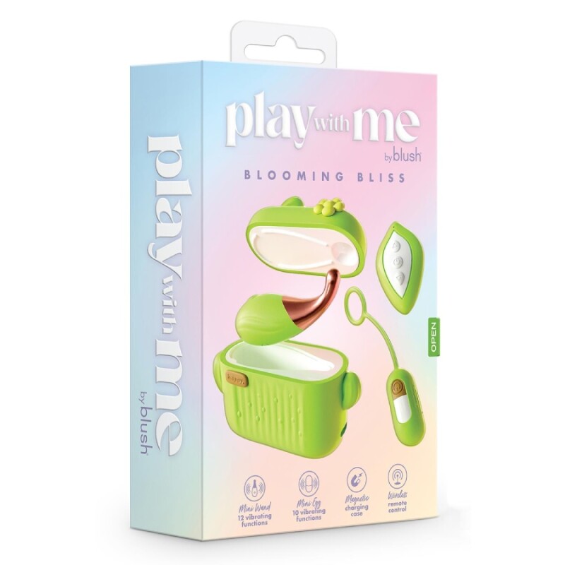 Міні-вібратори в зарядному кейсі Blooming Bliss з пультом, зелені - Изображение 1