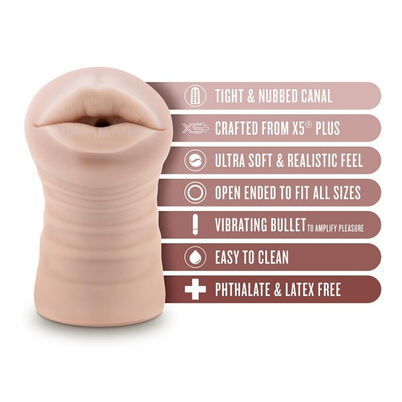 Мастурбатор-рот з віброкулею Blush Nicole реалістичний, бежевий, 12.5 х 3.5 см - Зображення 5