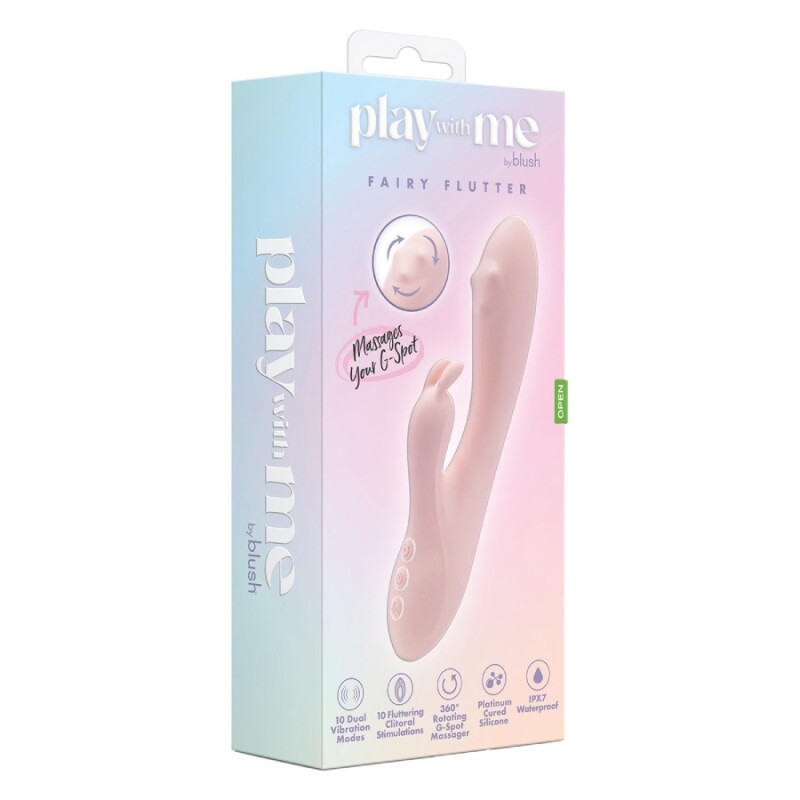 Вібратор-кролик Blush Play with me Fairy Flutter для точки G та клітора, рожевий, 19.7 х 3.5 см - Зображення 1