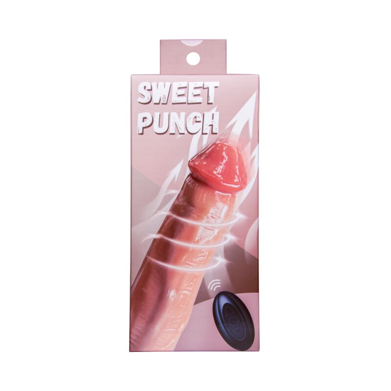 Вібратор реалістичний Sweet Punch з фрікціями з пультом, бежевий, 25 х 5 см - Зображення 7