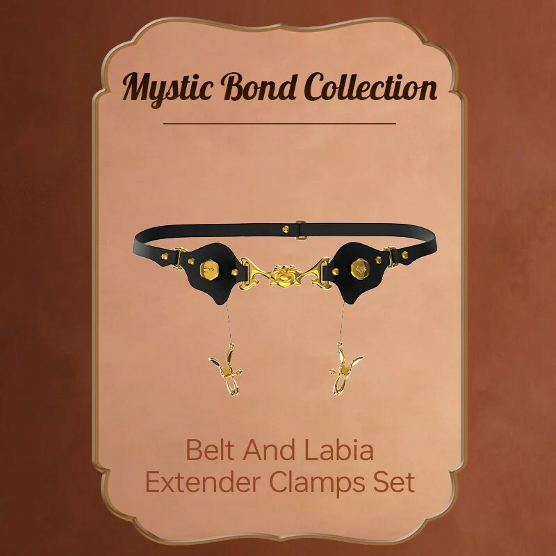 Пояс з затискачами на статеві губи UPKO Mystic Bond Collection, чорний - Зображення 8