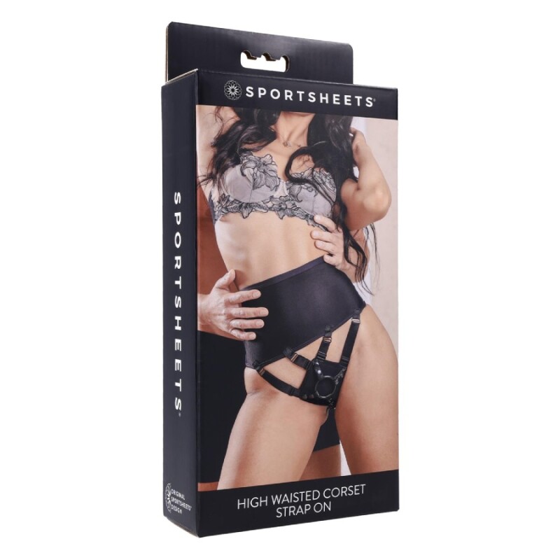 Трусики для страпона Sportsheets Corset з кільцевим кріпленням, чорні - Зображення 1