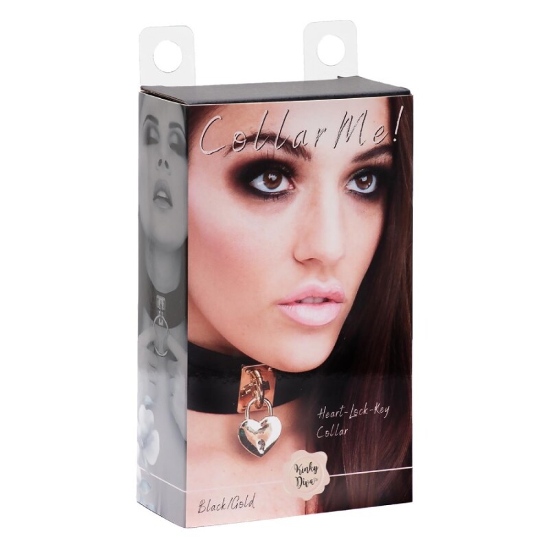 Нашийник Kinky Diva Heart Lock &amp; Key з замочком та ключиком, чорний - Изображение 1