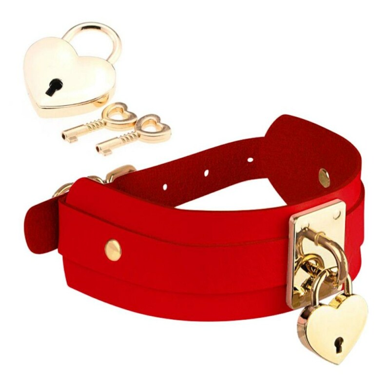 Нашийник Kinky Diva Heart Lock &amp; Key з замочком та ключиком, червоний
