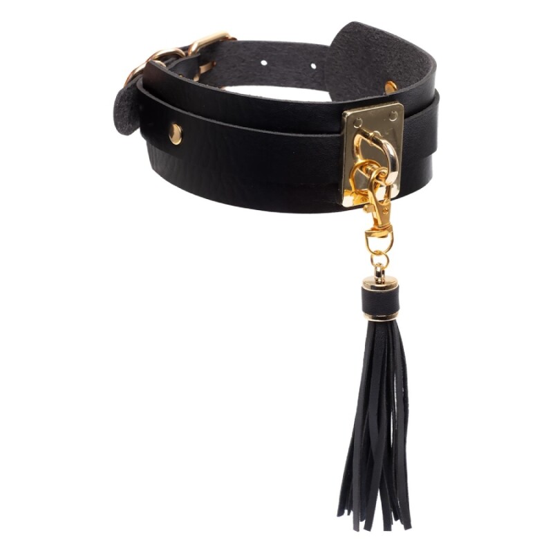 Нашийник з китицею Kinky Diva Teasing Tassel чорно-золотий, 43.5 см х  4.5 см