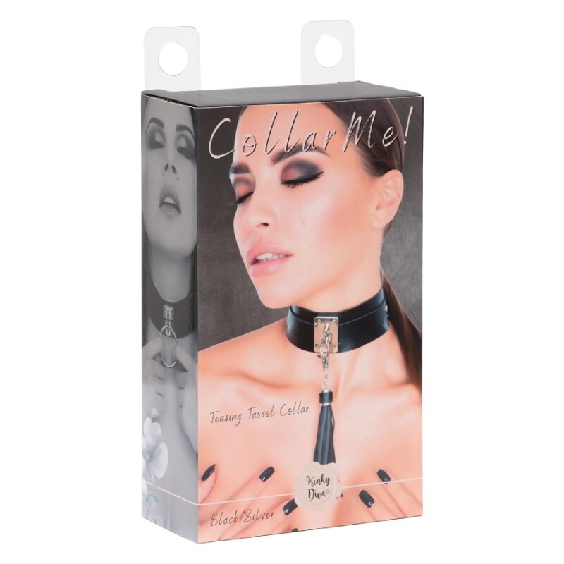 Нашийник з китицею Kinky Diva Teasing Tassel чорно-сріблястий, 43.5 см х 4.5 см - Изображение 1