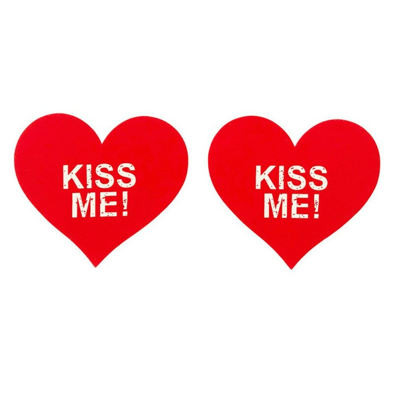 Наклейки на соски Star Night Kiss Me сердечка,червоні, One Size
