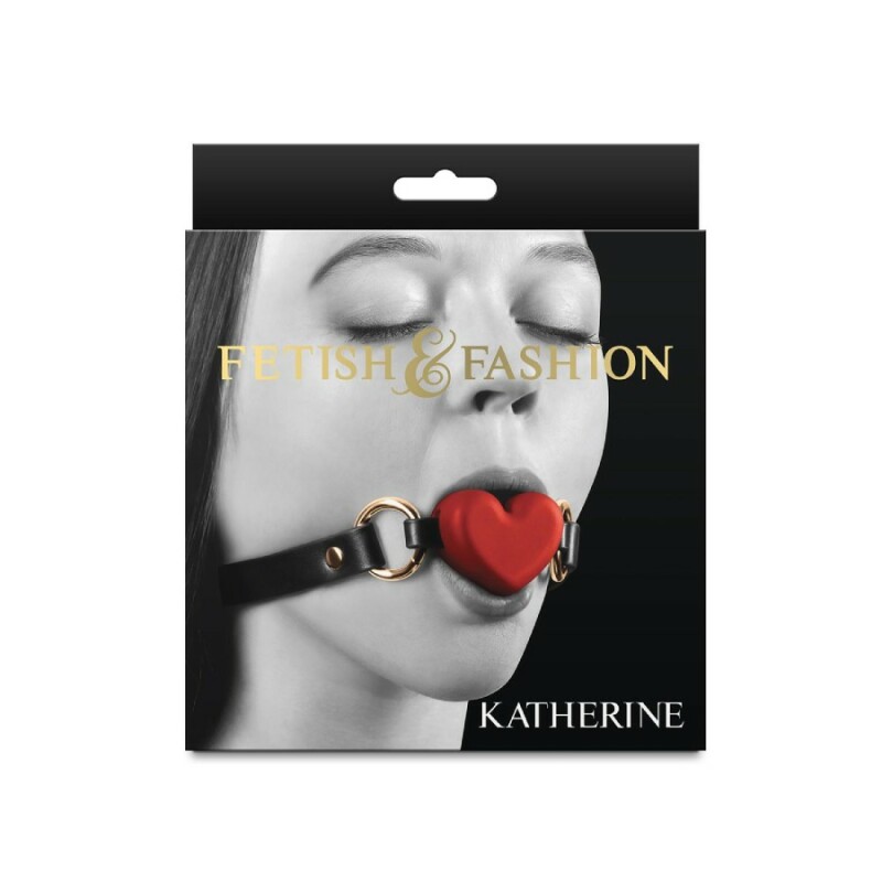 Кляп у вигляді серця NS Novelties Katherine на регульованому ремінці, червоно-чорний, 55 х 4 см - Зображення 2