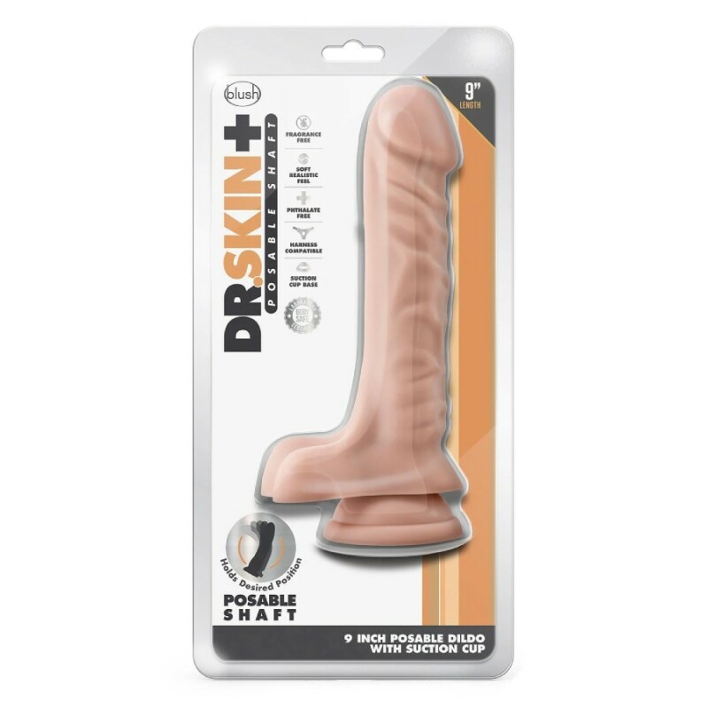 Фалоімітатор реалістичний Blush Posable на присосці, бежевий, 22.8 х 4.4 см - Зображення 1