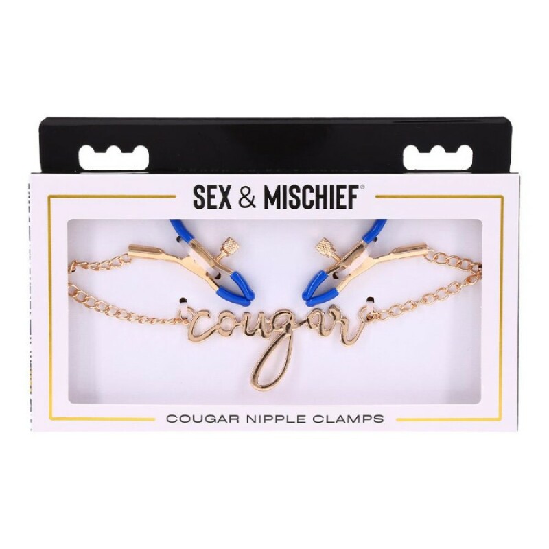 Затискачі для сосків Sex & Mischief Cougar Chained з ланцюжком, золоті, 42 см - Зображення 1