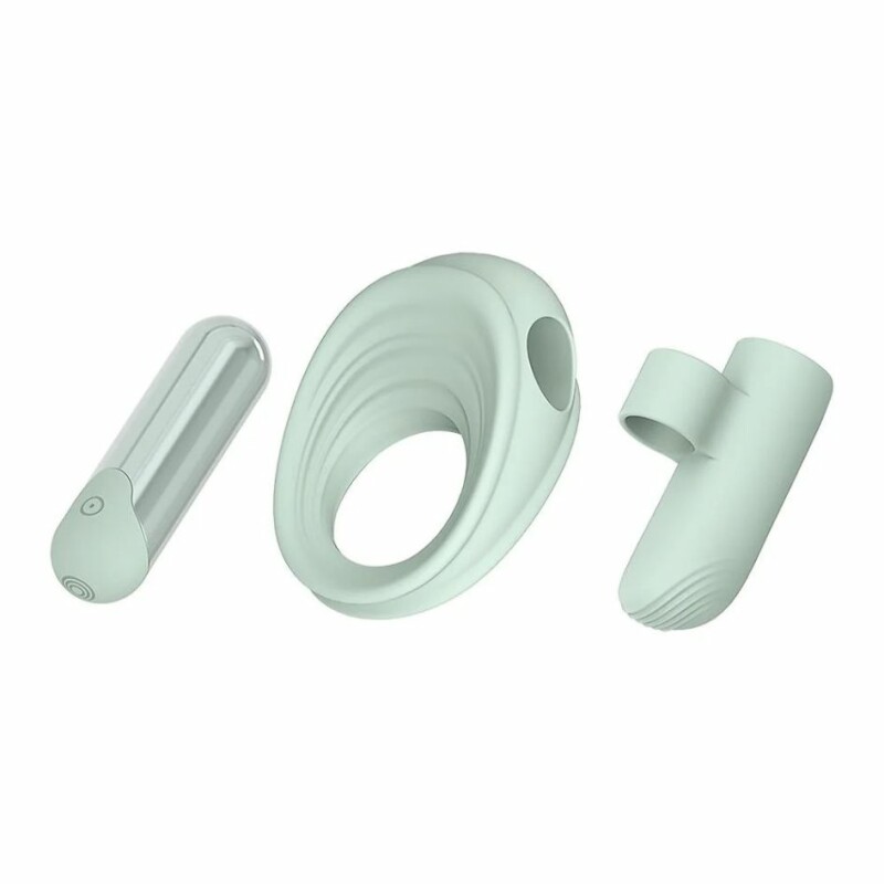 Набір Dreamtoys Glam 3-in-1 Play Kit віброкуля, ерекційне кільце та насадка на палець, м'ятний - Изображение 1