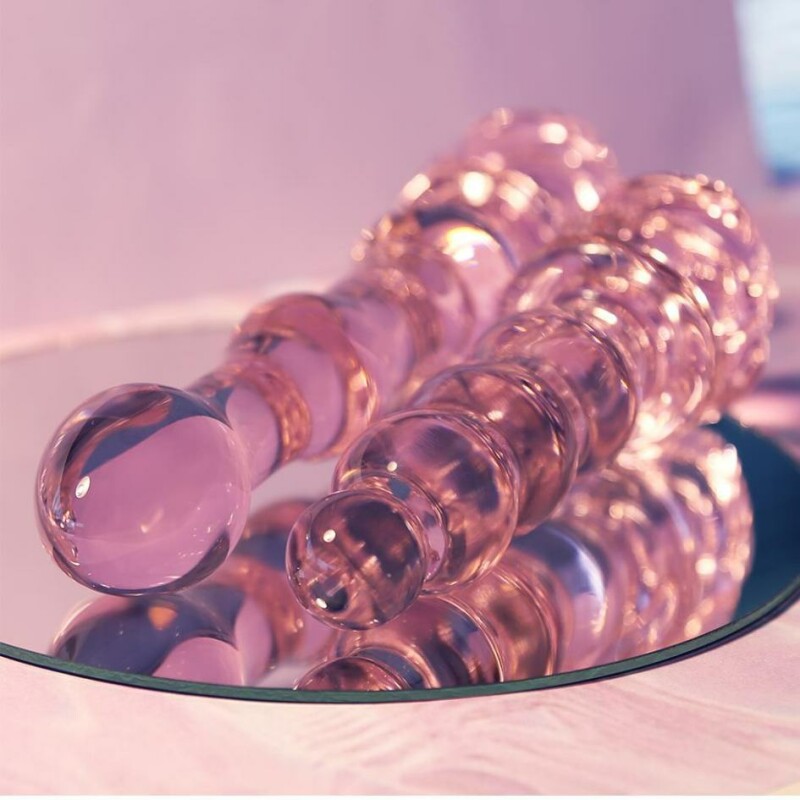 Скляний фалоімітатор Dreamtoys Glaze Glass Rosebud рожевий, 20 х 3.1 см - Зображення 7